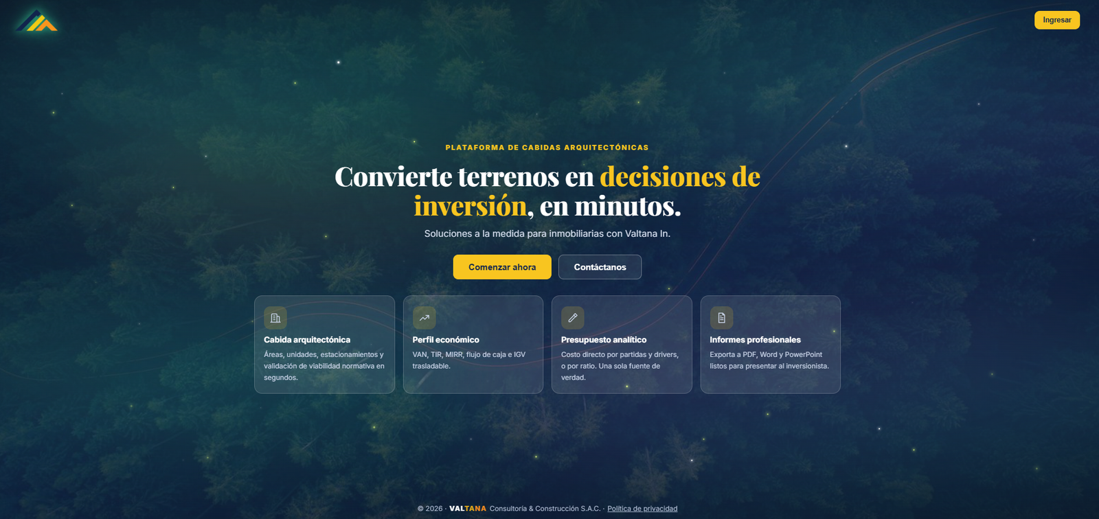 Plataforma de Cabidas Arquitectónicas desarrollada por Valtana